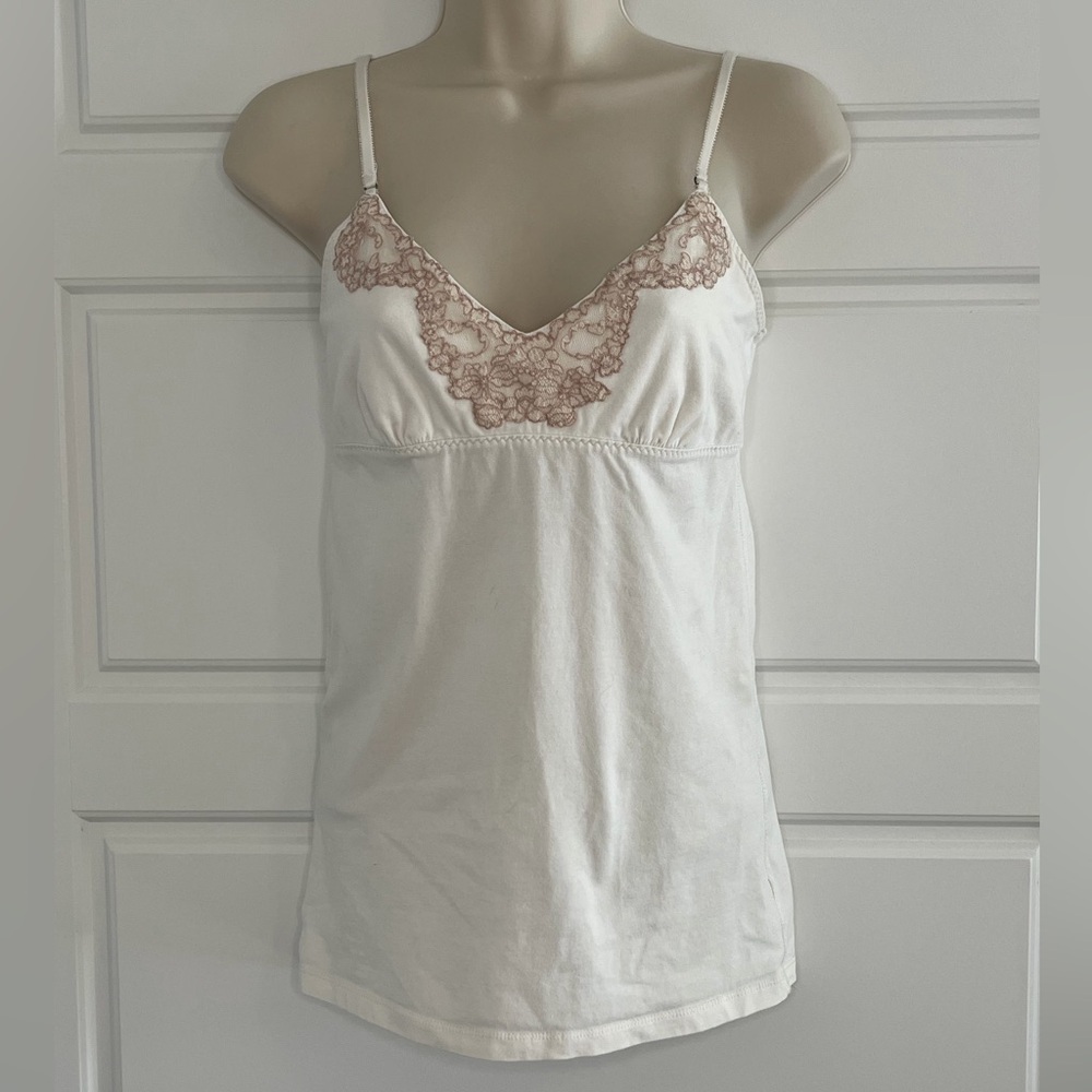 American Eagle Women's Sz M Cream Lace Babydoll Cami Tank Top Y2K Preppy Fairy